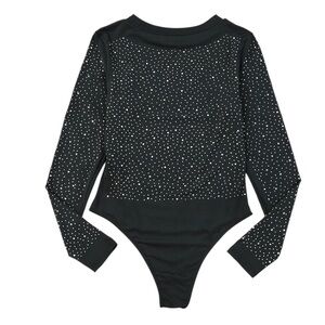 Black Rhinestone Bodysuit